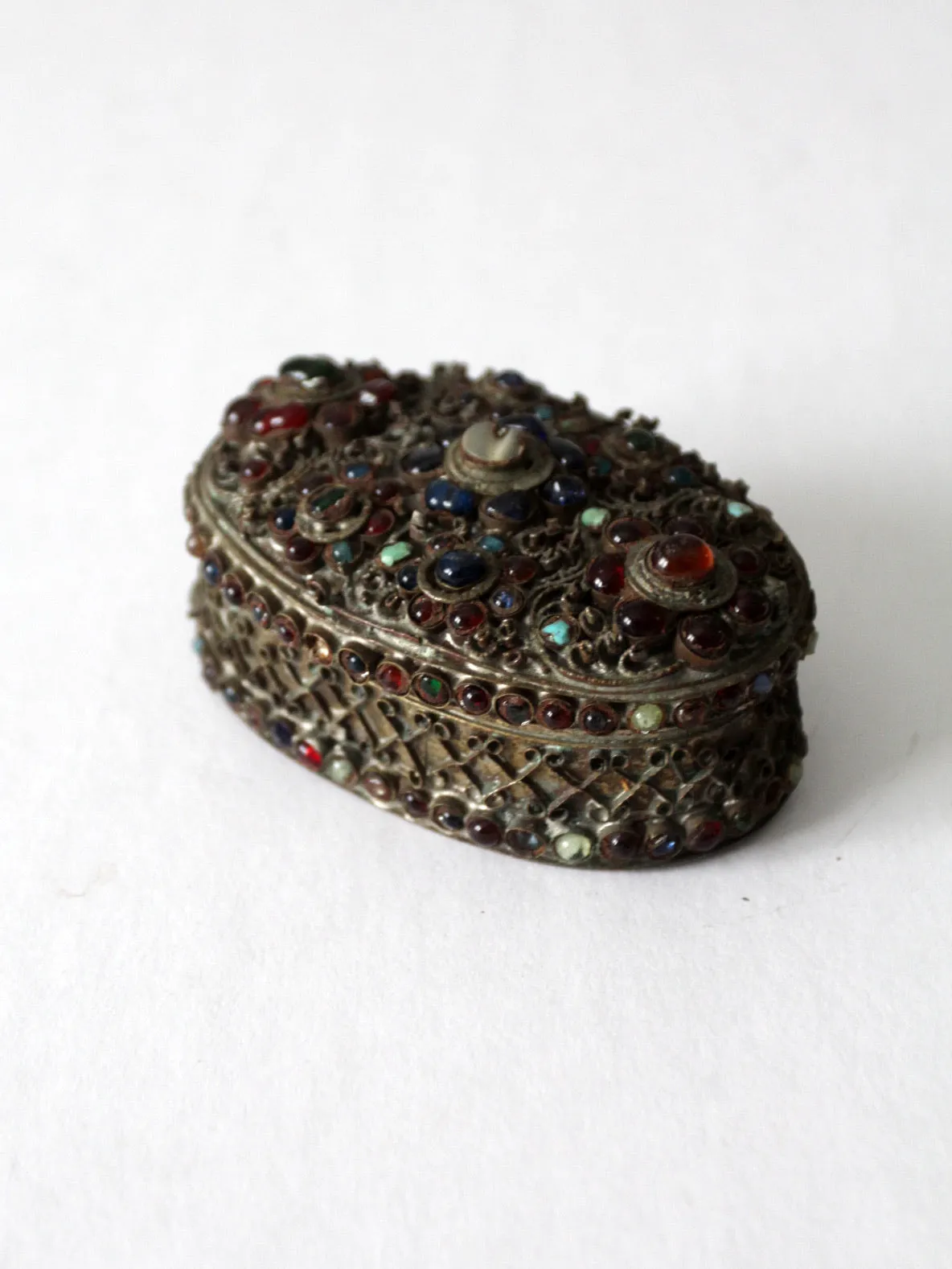 antique brass filigree with stone box