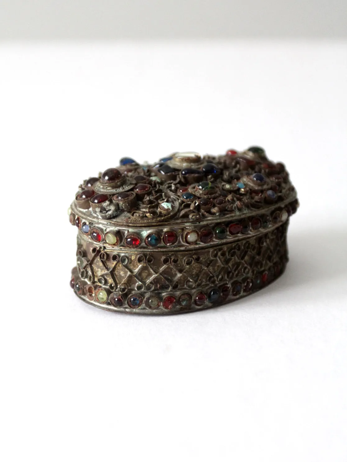 antique brass filigree with stone box