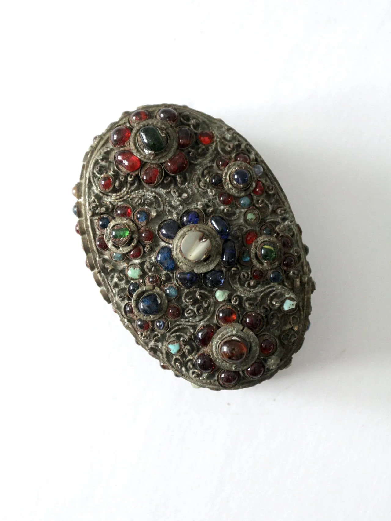 antique brass filigree with stone box
