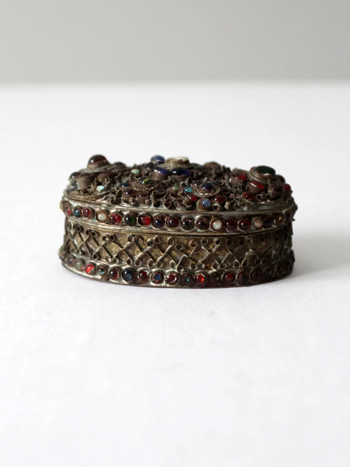 antique brass filigree with stone box