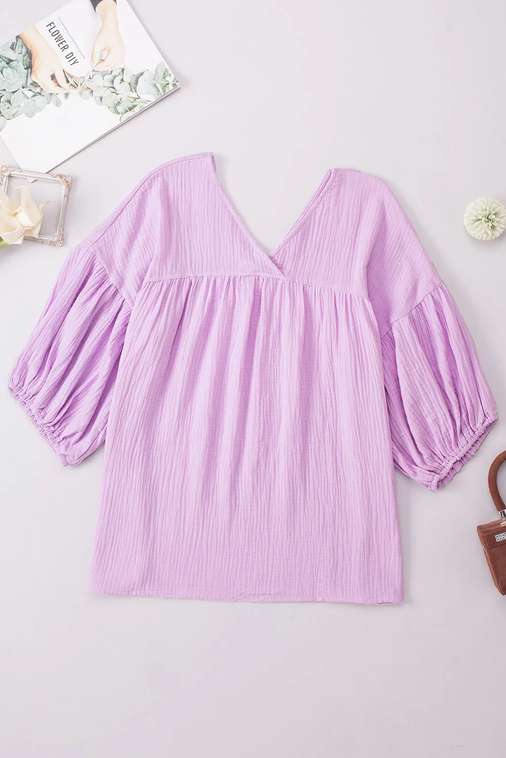 *APP EXCLUSIVE* Dropped Shoulder Vneck Blouse