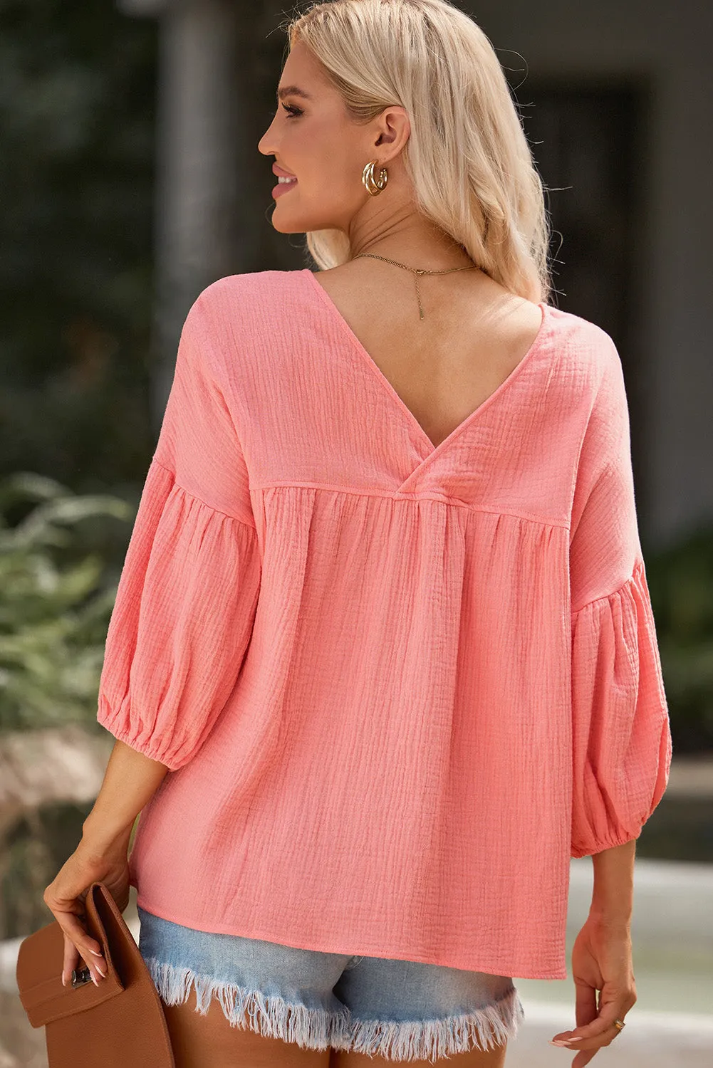 *APP EXCLUSIVE* Dropped Shoulder Vneck Blouse