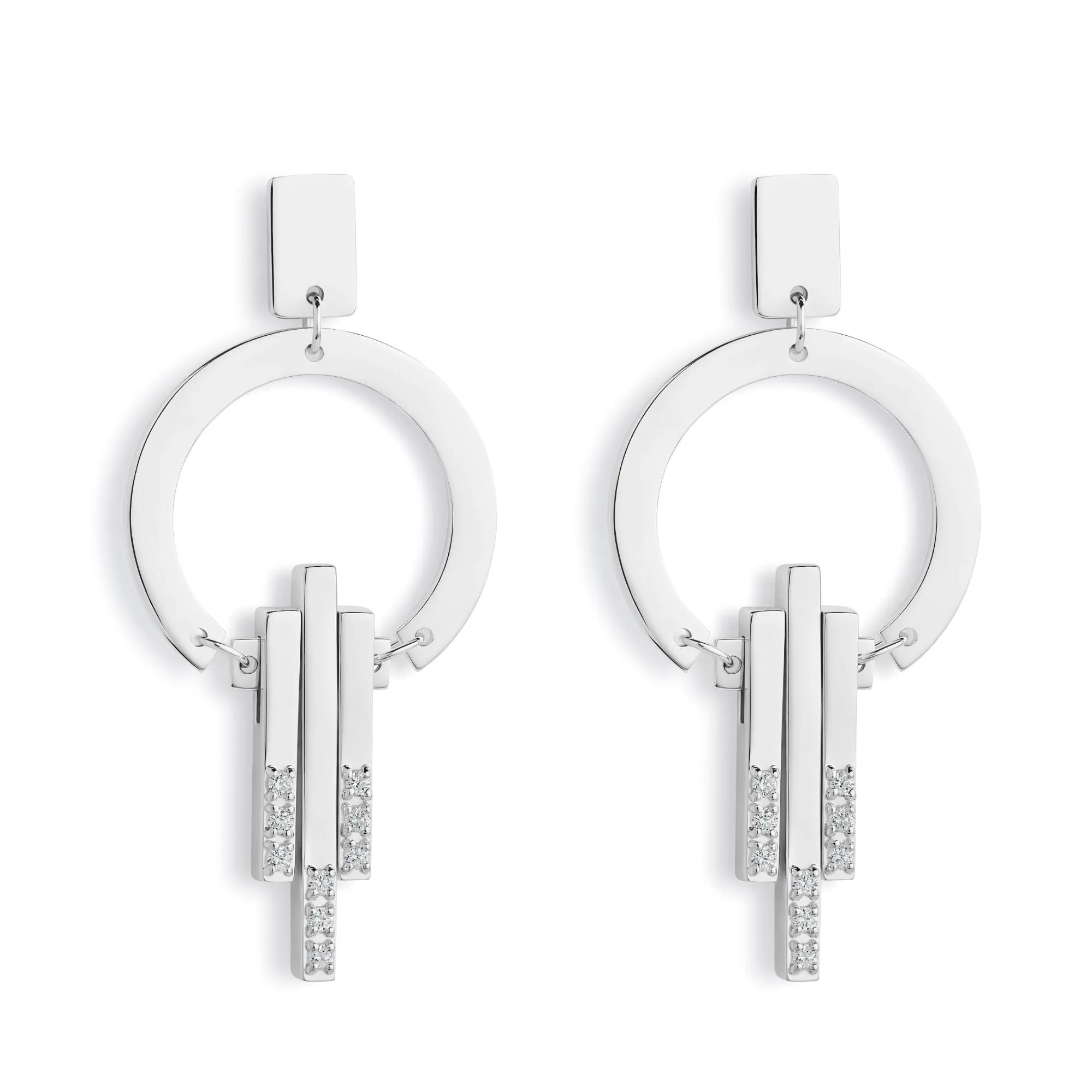 Art Deco Chandelier Earrings - Silver/Diamond