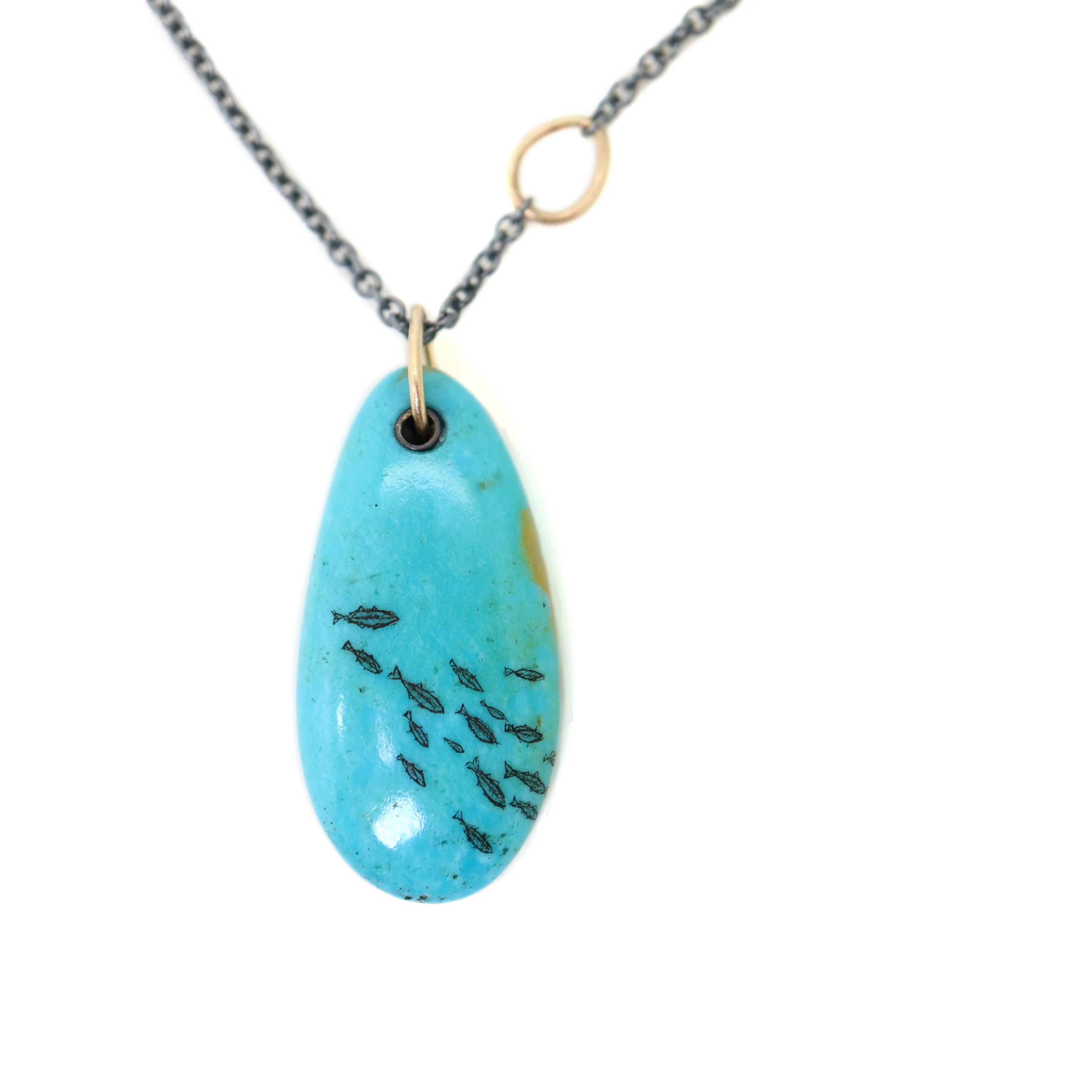 Atlantic Run Kingman Turquoise Scrimshaw Necklace