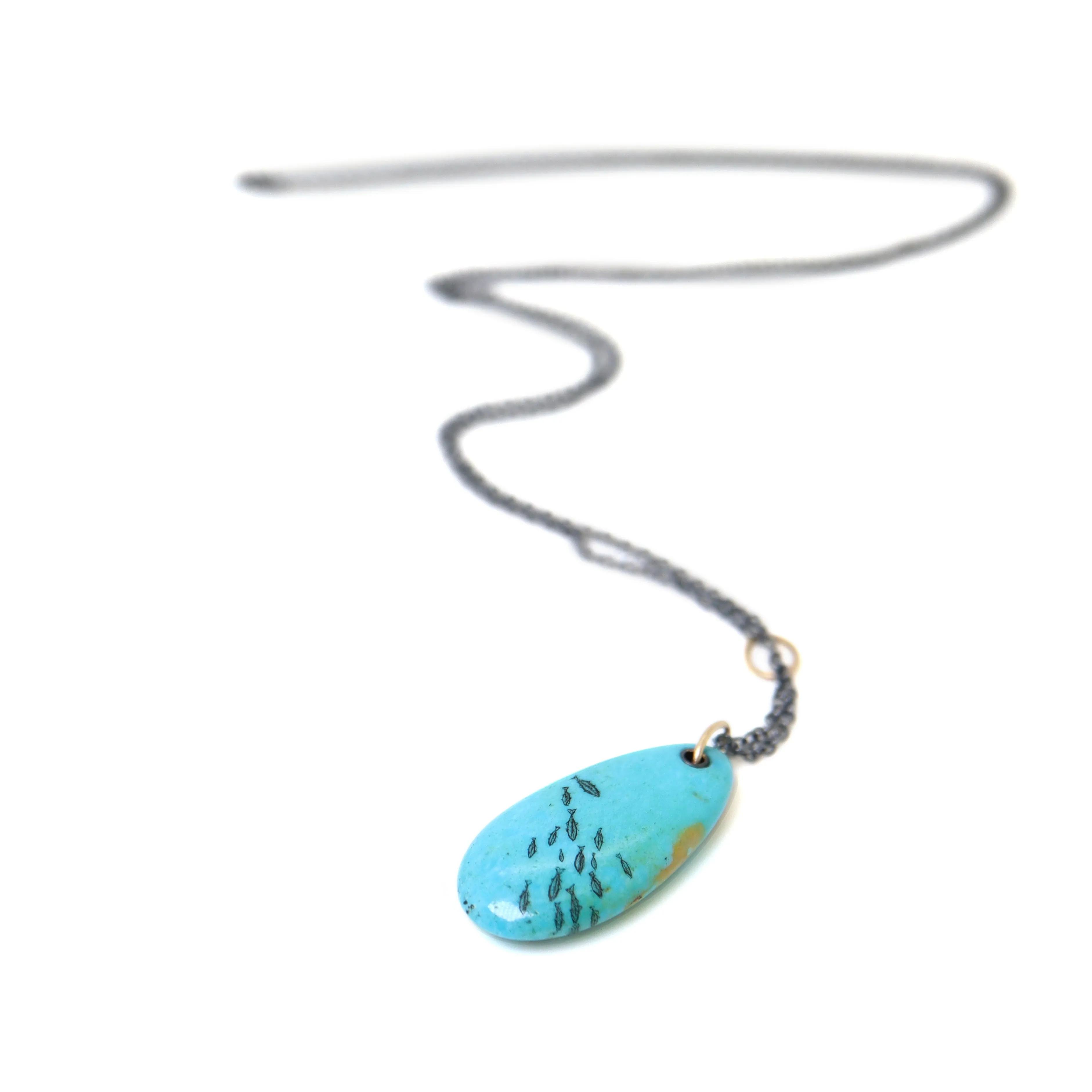 Atlantic Run Kingman Turquoise Scrimshaw Necklace