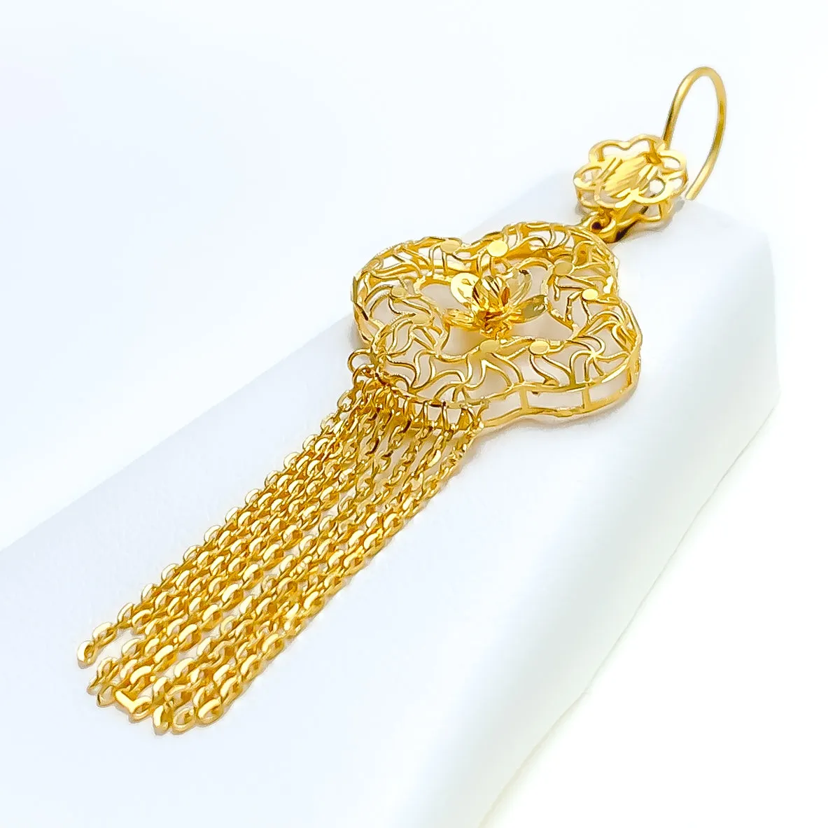 Attractive Triple Jali Flower 5-Piece 21k Gold Necklace Set