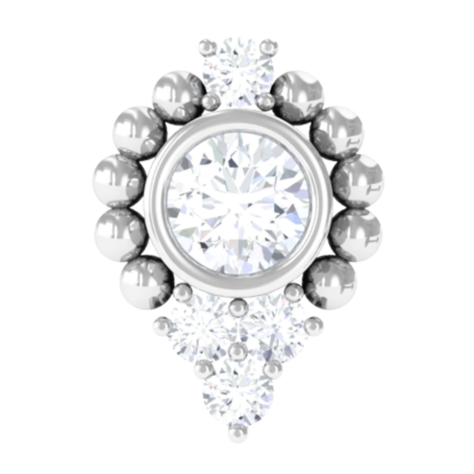 Bezel Set Diamond Minimalist Earring for Tragus Piercing
