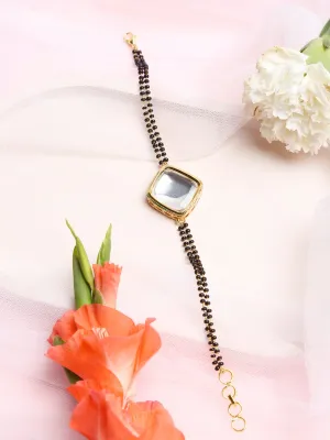 Black Kundan Mangalsutra Bracelet - Ruby Raang