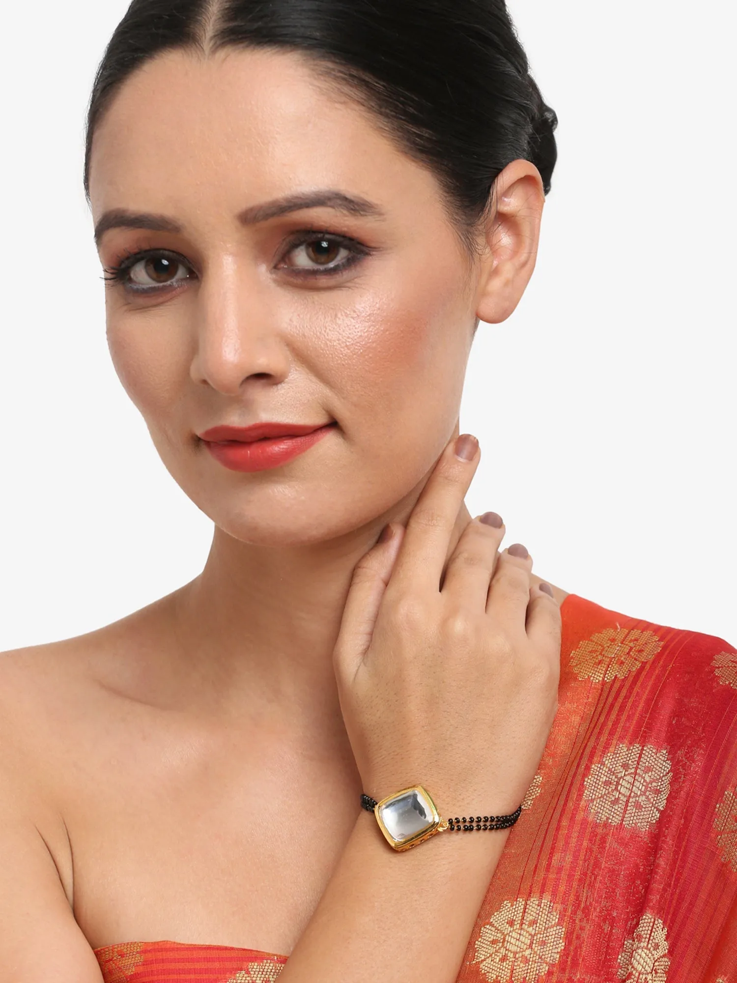 Black Kundan Mangalsutra Bracelet - Ruby Raang