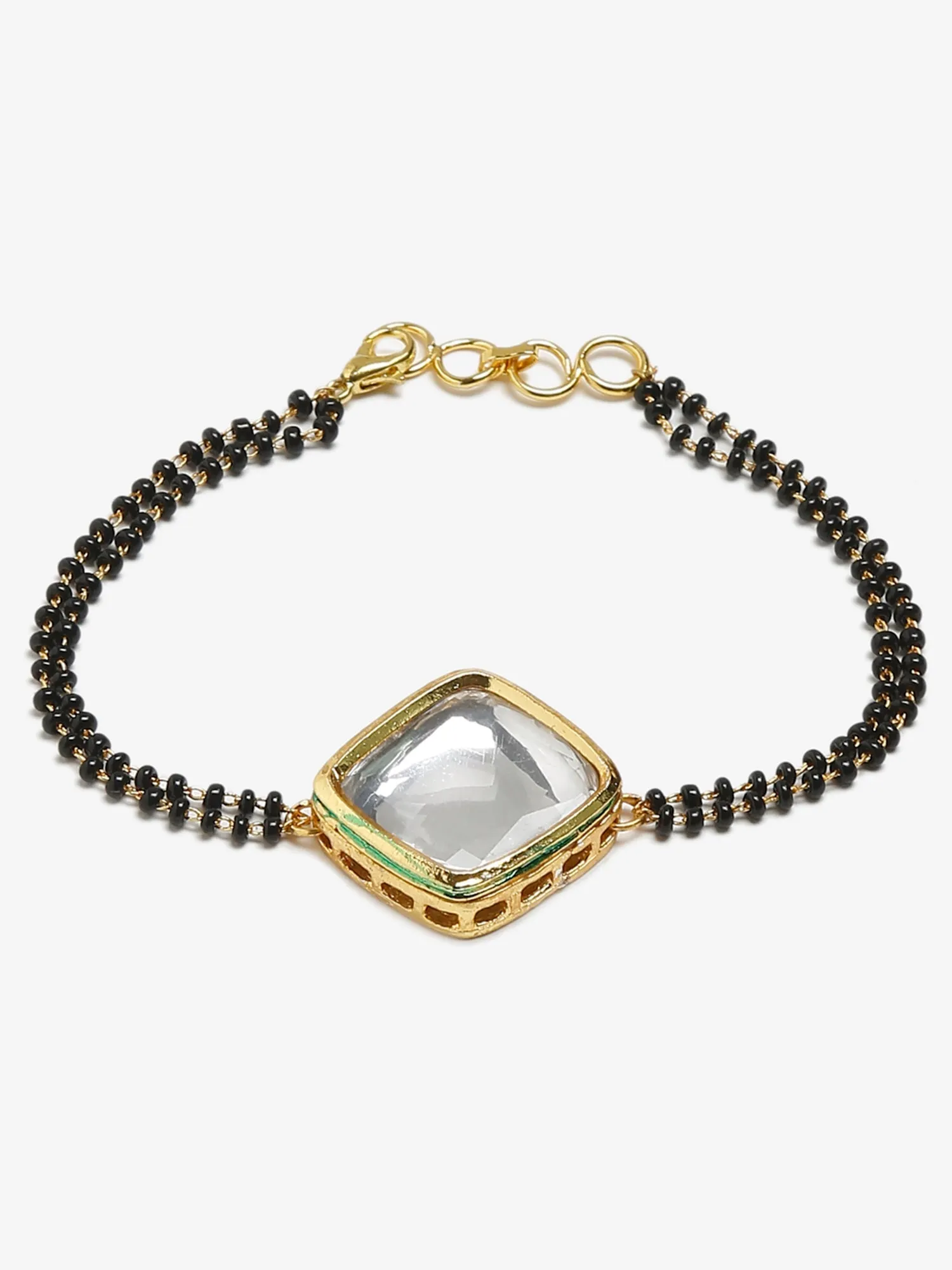 Black Kundan Mangalsutra Bracelet - Ruby Raang