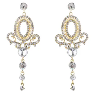 Bridal Wedding Jewelry Prom Fancy Crystal Rhinestone Dangle Earrings E967 Gold