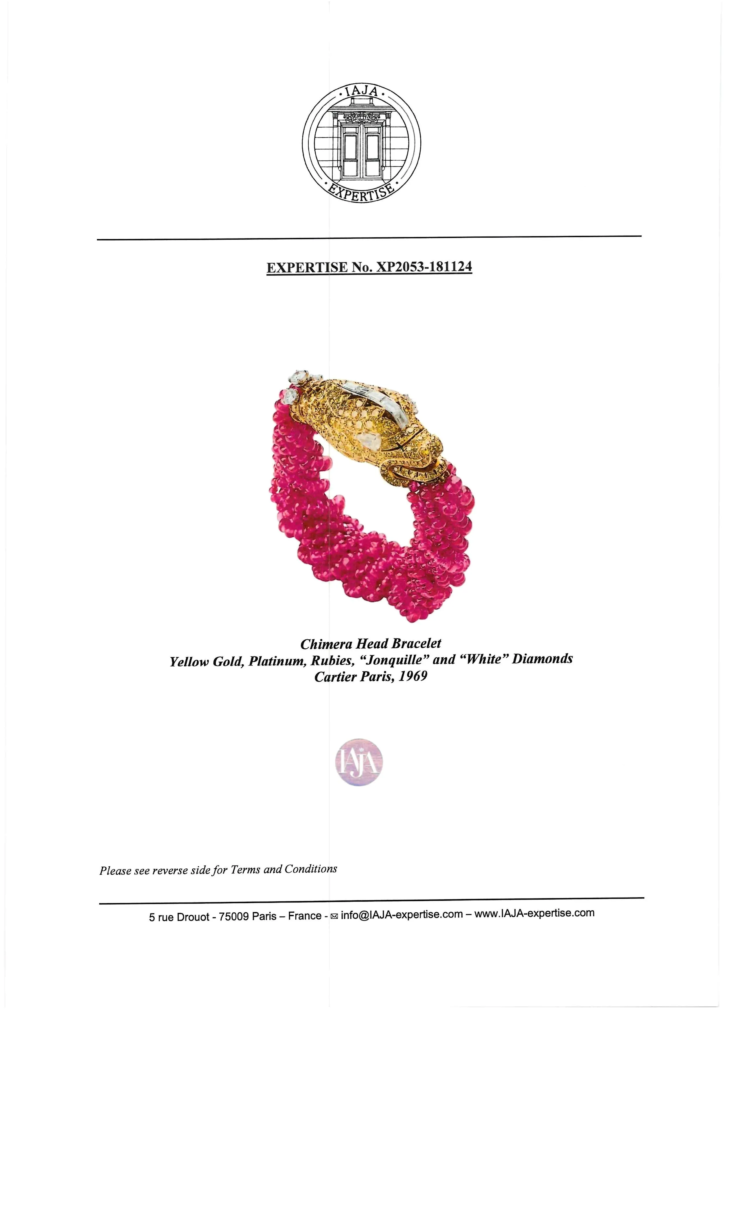 Cartier Paris Diamond and Ruby Chimera Head Bracelet