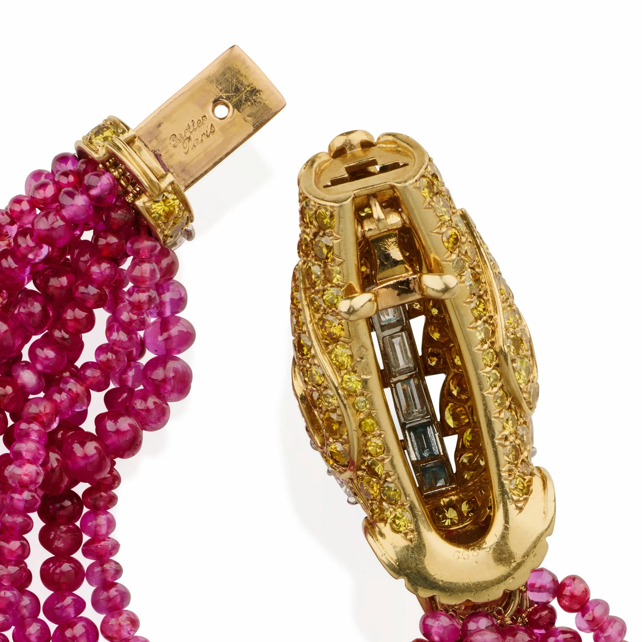 Cartier Paris Diamond and Ruby Chimera Head Bracelet