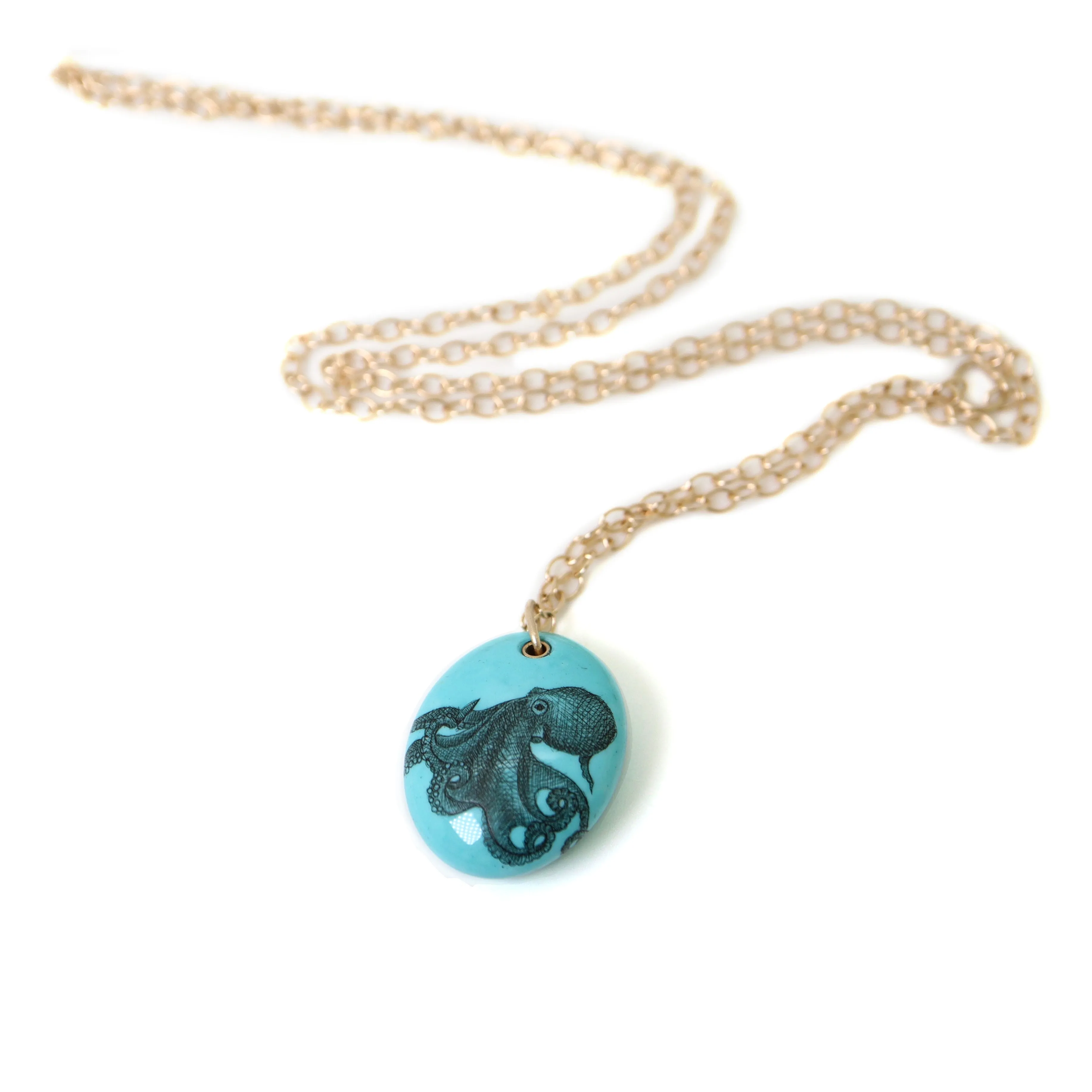 Cecaelia Kingman Turquoise Scrimshaw Necklace