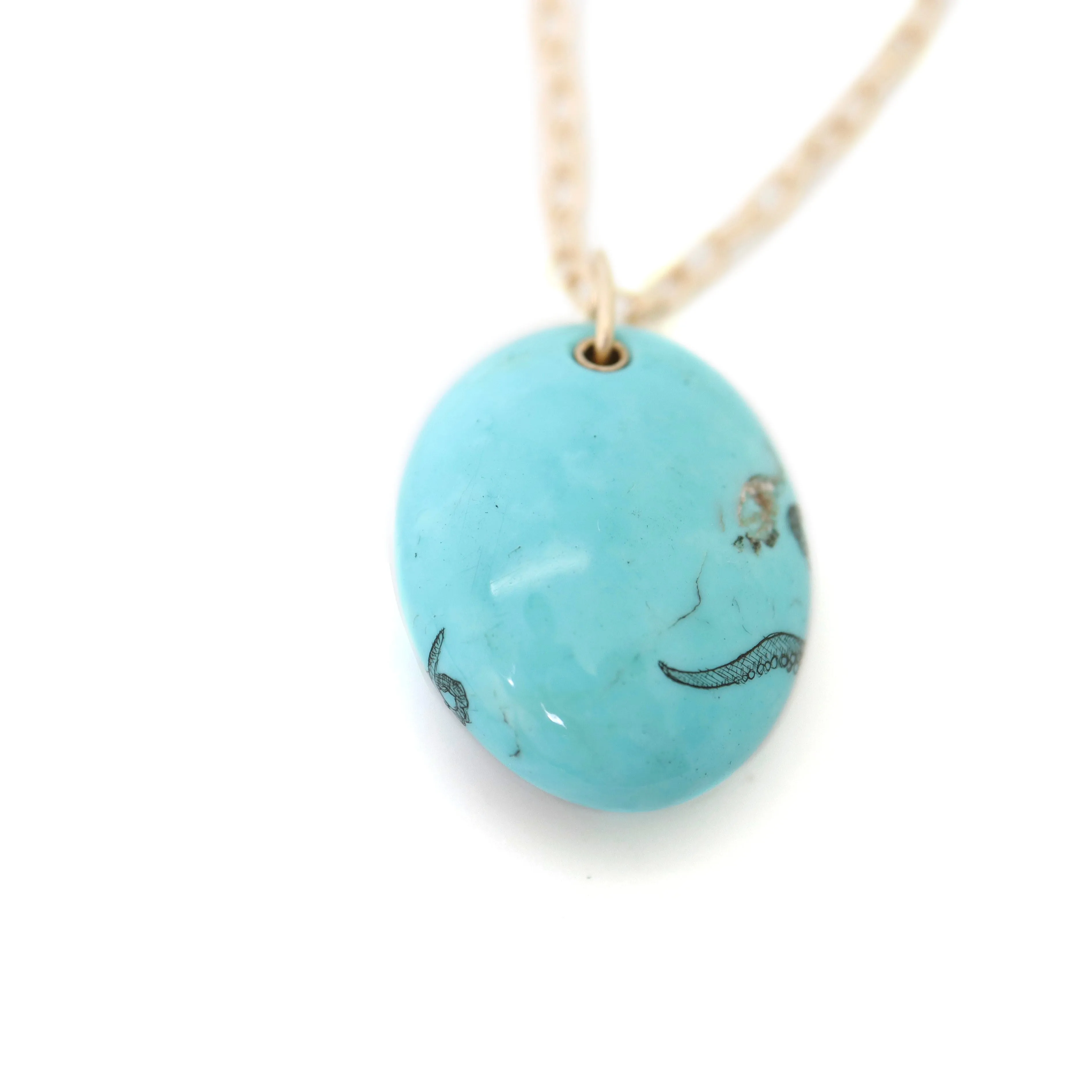 Cecaelia Kingman Turquoise Scrimshaw Necklace