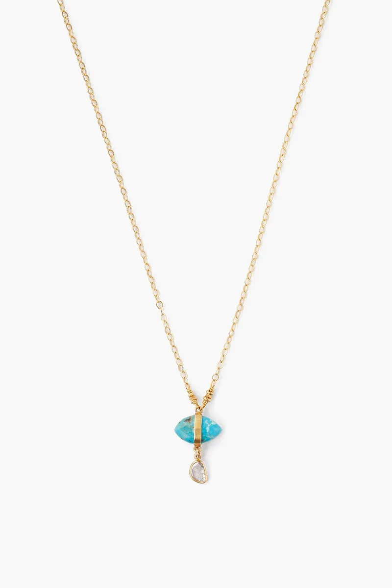 Chan Luu Turquoise Evil Eye Necklace with Champagne Diamond