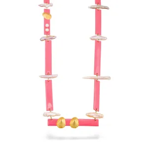 Cityscape – necklace - coral pink enamel – silver 925 – gold plated