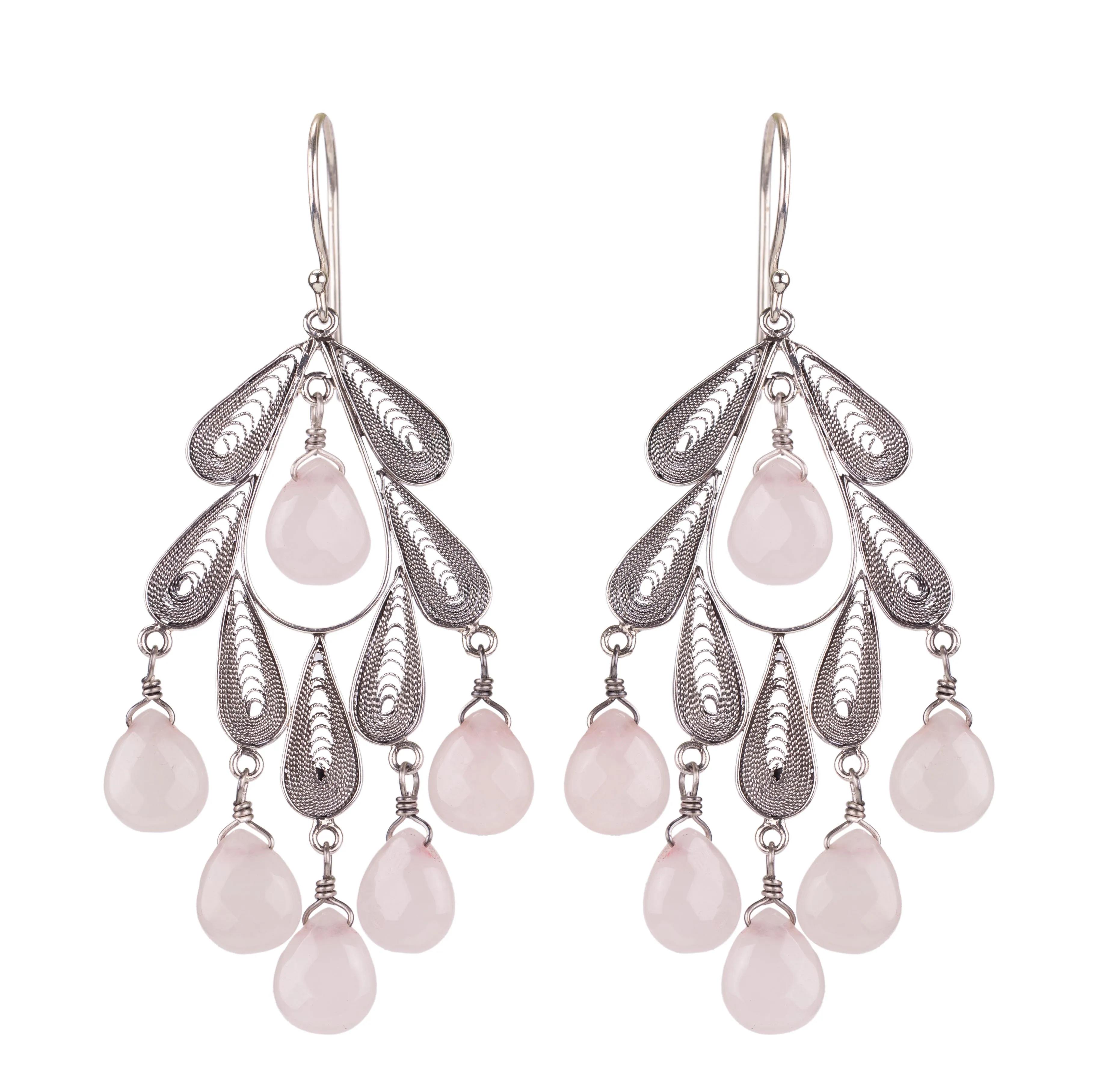 Classic Leaf earrings - Rose Quartz ✿
