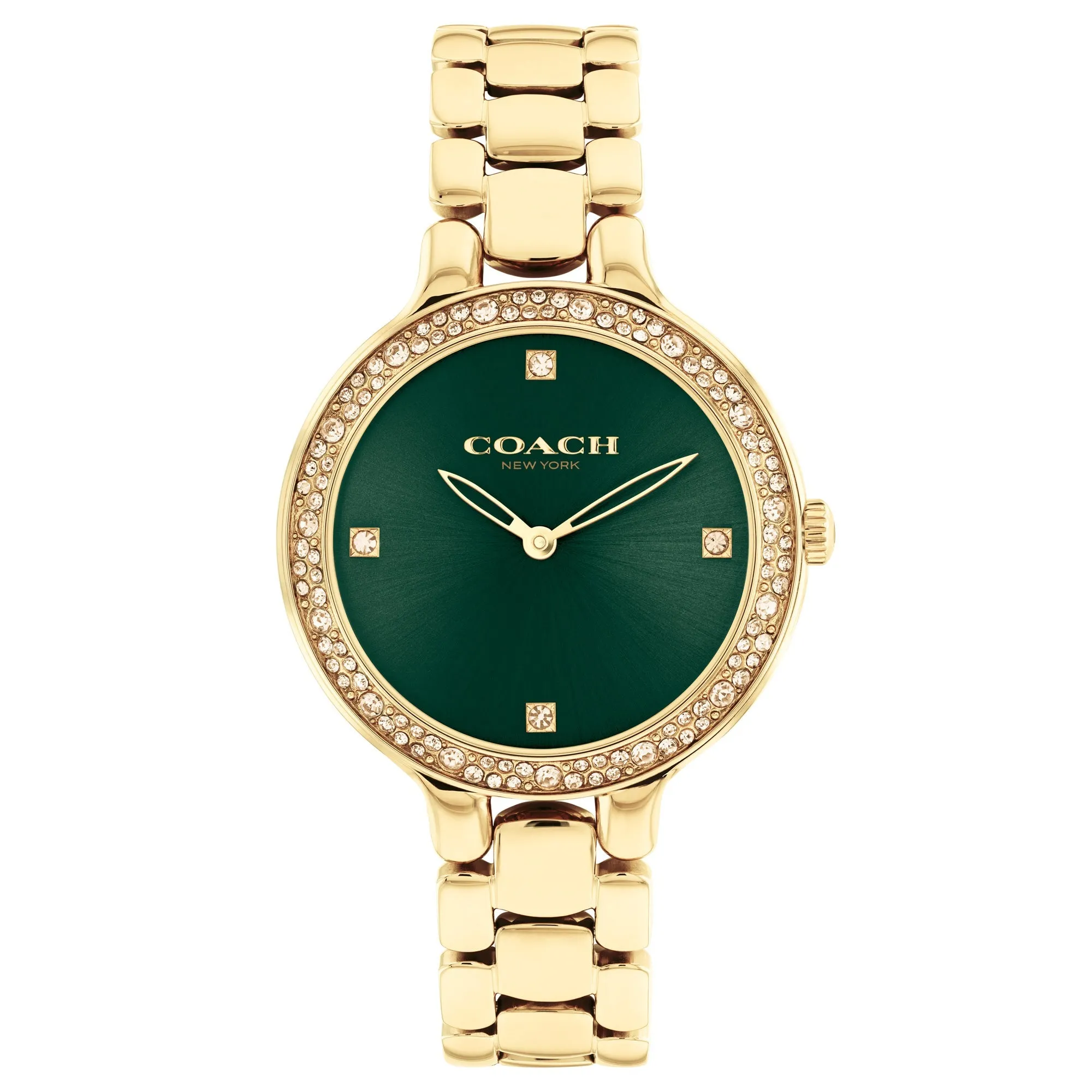 COACH Chelsea Green Dial Gold-Tone Crystal Bracelet Watch 32mm - 14504251