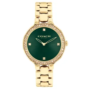 COACH Chelsea Green Dial Gold-Tone Crystal Bracelet Watch 32mm - 14504251