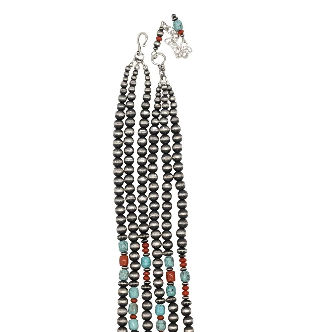 Coral and White Water Turquoise Earring and Necklace Set