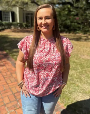 Coral Floral Top  - #6852-6854