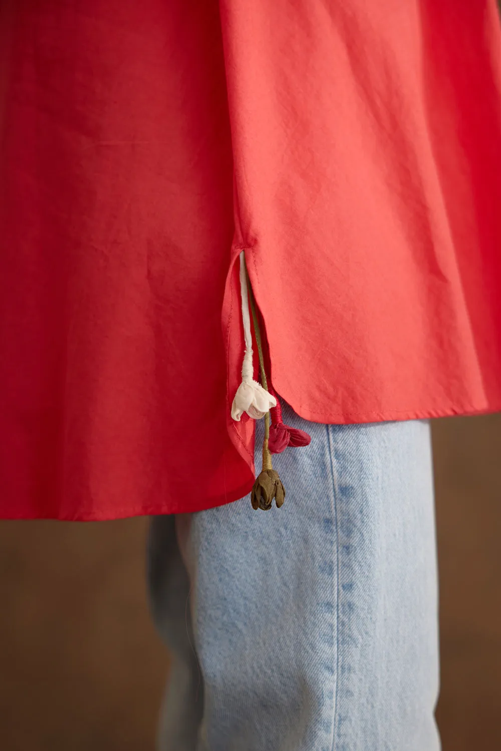 Coral Poplin Shirt Dress