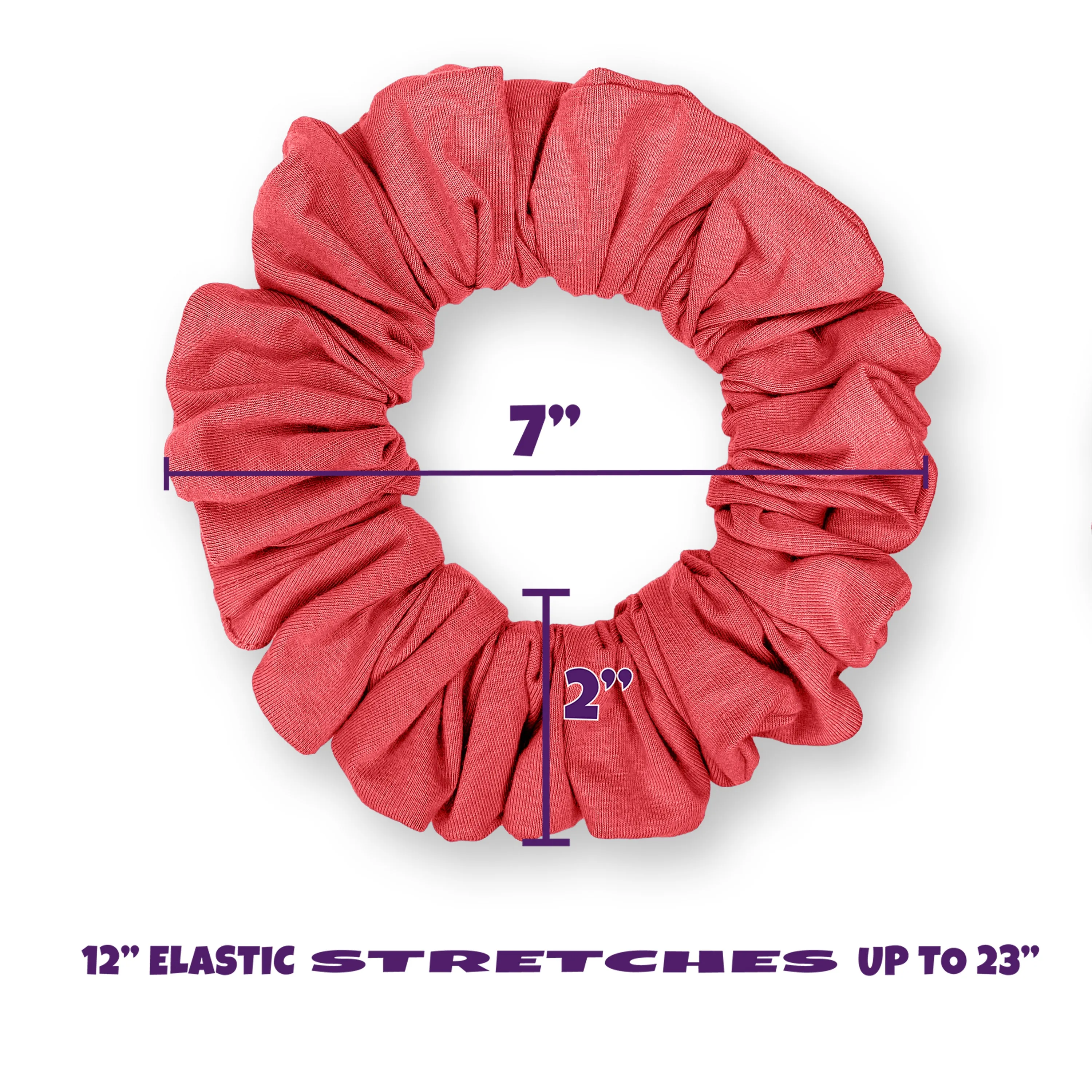 Cotton Scrunchies T-Shirt Knit Jumbo Size Made in the USA Coral