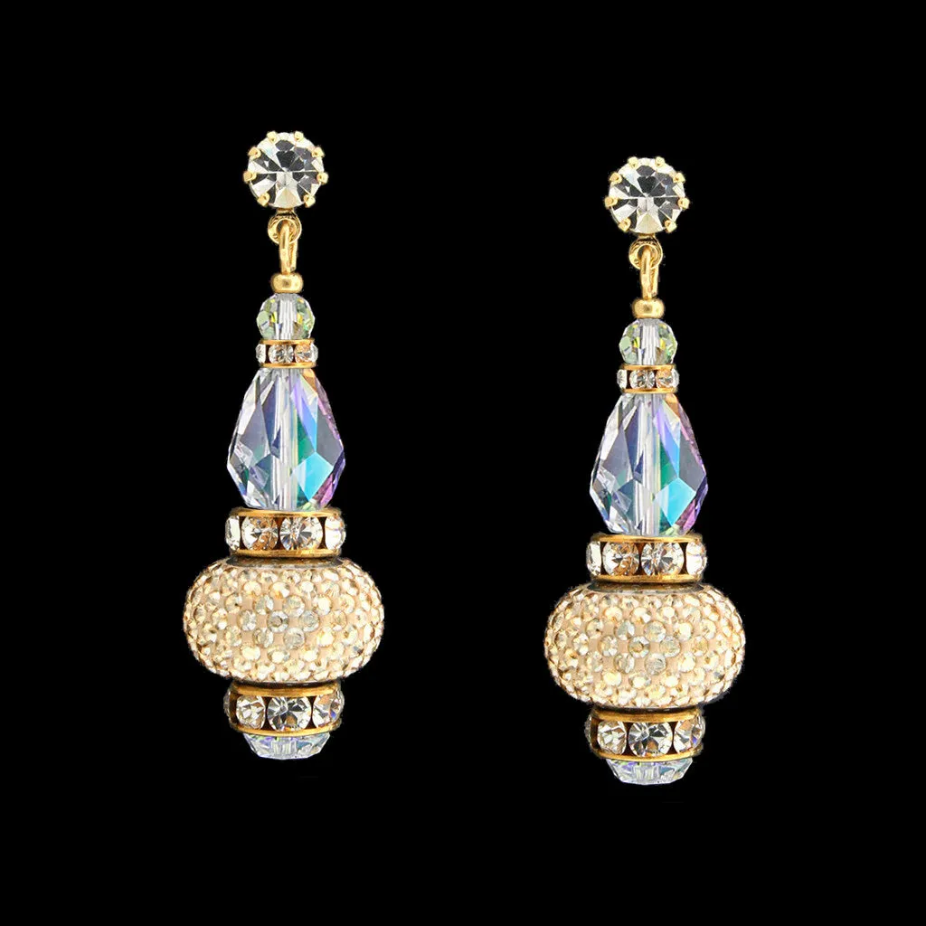 Crystal Drop Earrings with Pavé Charms