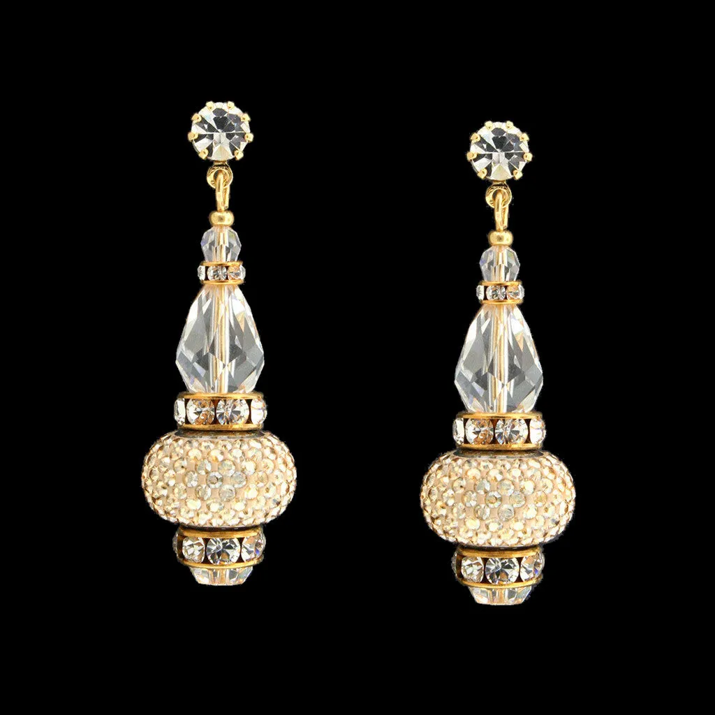 Crystal Drop Earrings with Pavé Charms