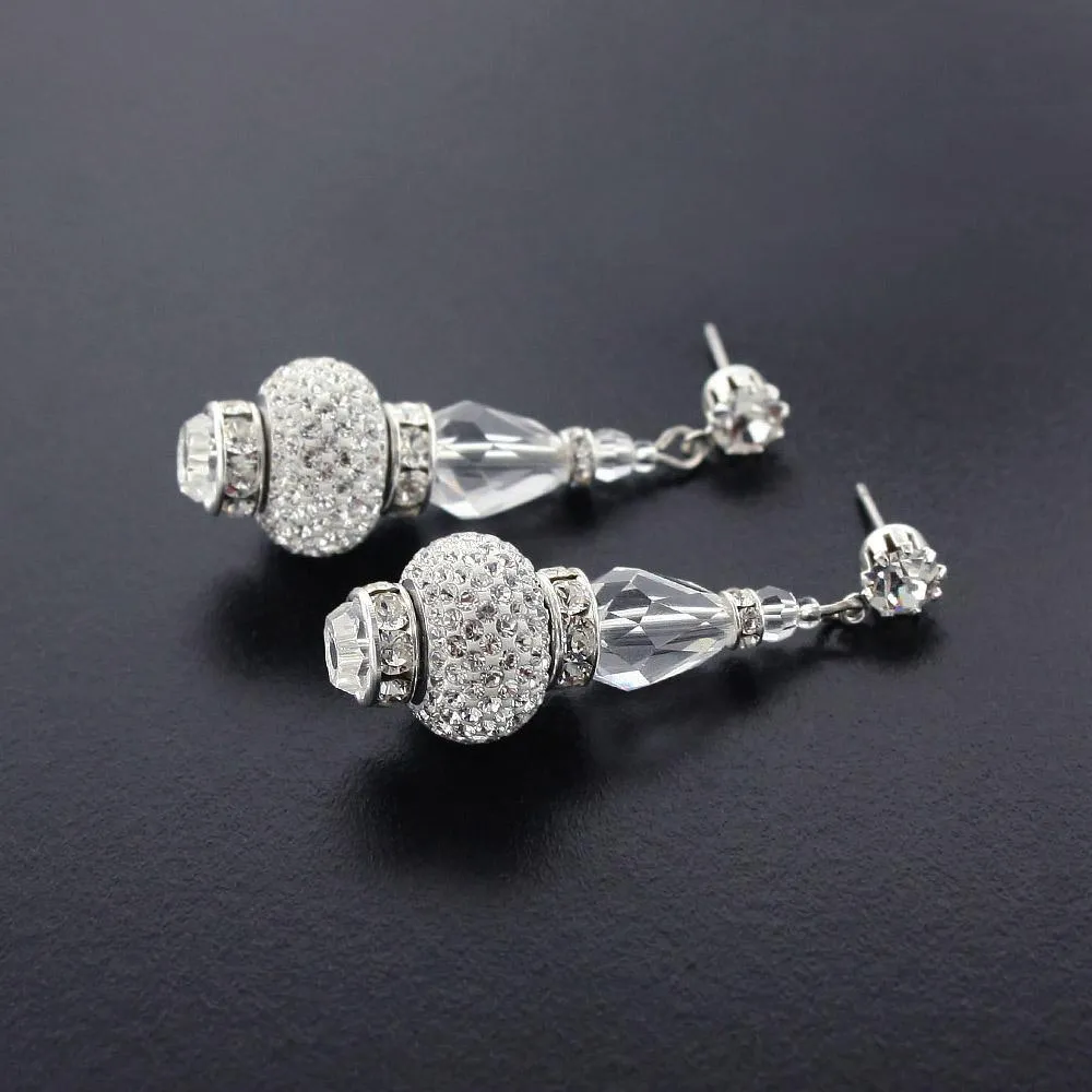 Crystal Drop Earrings with Pavé Charms