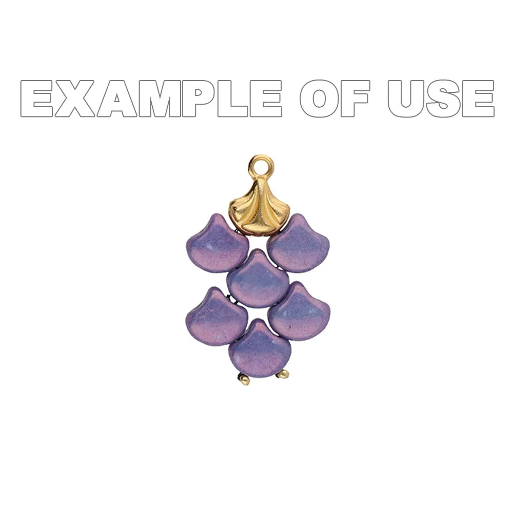 Cymbal Bead Endings for Ginko Beads, Padanassa, 10x7mm, Antiqued Silver Plated (2 Pieces)