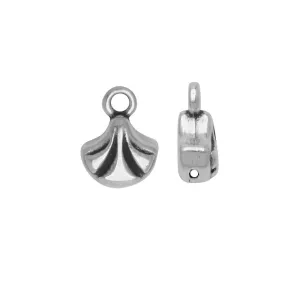Cymbal Bead Endings for Ginko Beads, Padanassa, 10x7mm, Antiqued Silver Plated (2 Pieces)