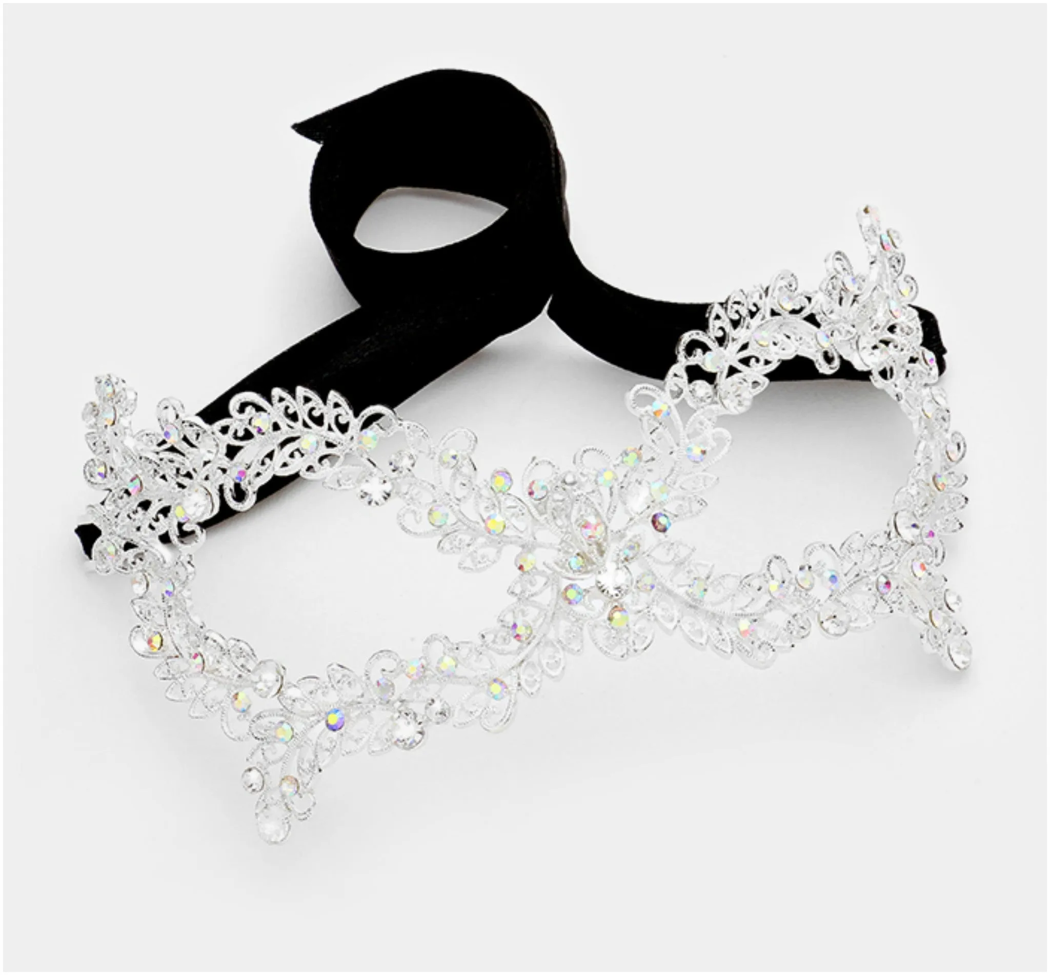 Daniel Filigree Vine Masquerade Mask | Silver | Crystal