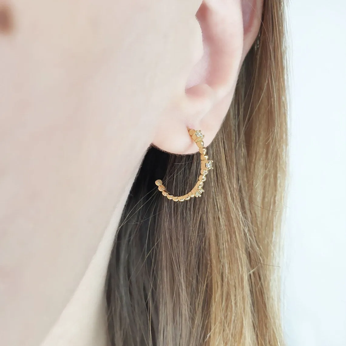 Diamond Dot Hoops