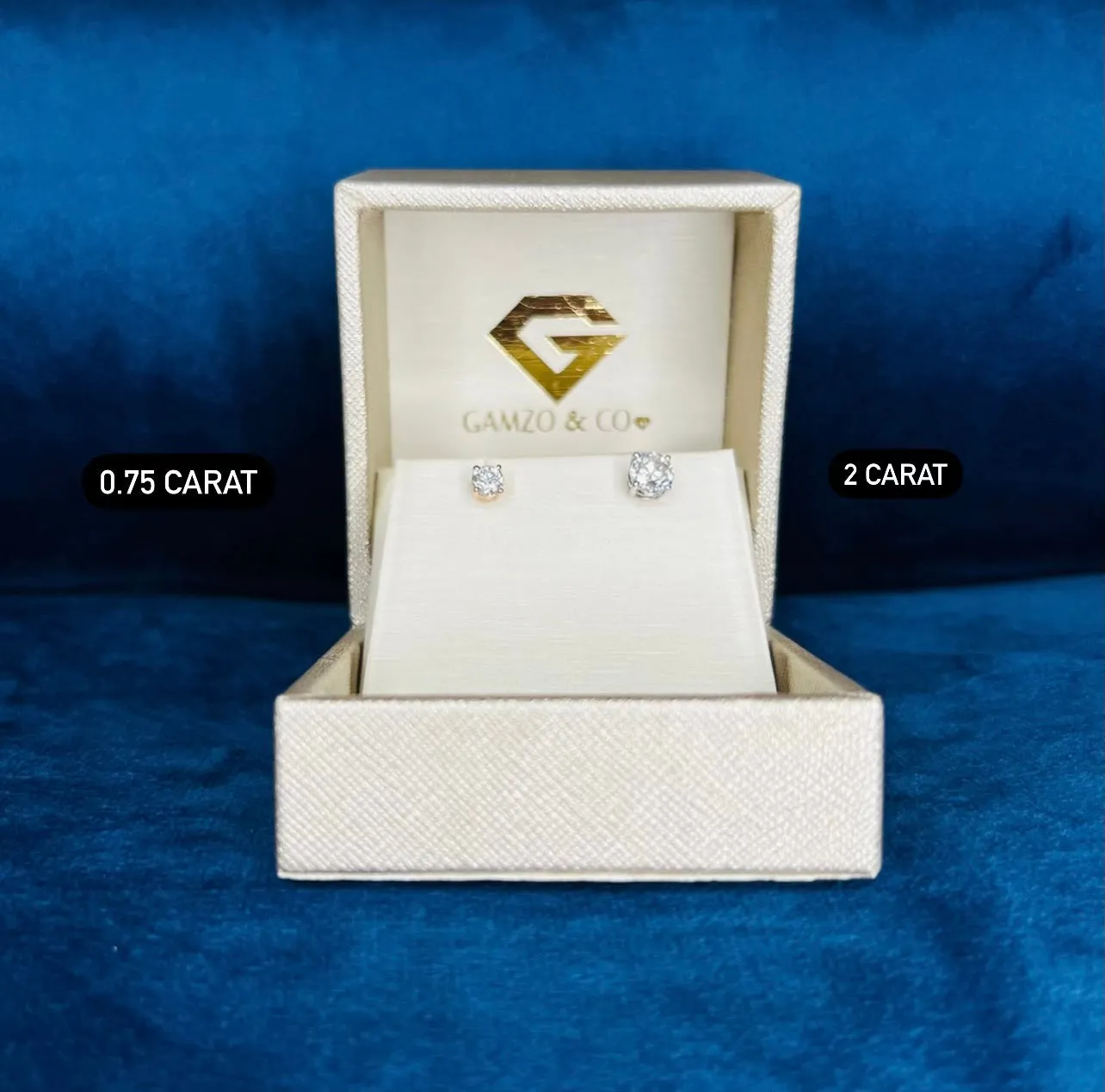 Diamond Stud Earrings -  4 Prong Push Back Martini Setting
