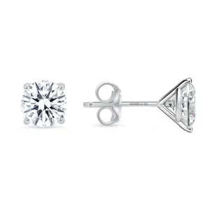 Diamond Stud Earrings -  4 Prong Push Back Martini Setting