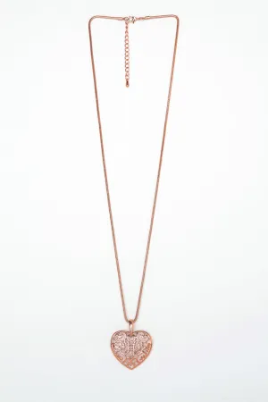 Filigree Heart Necklace - Rose Gold