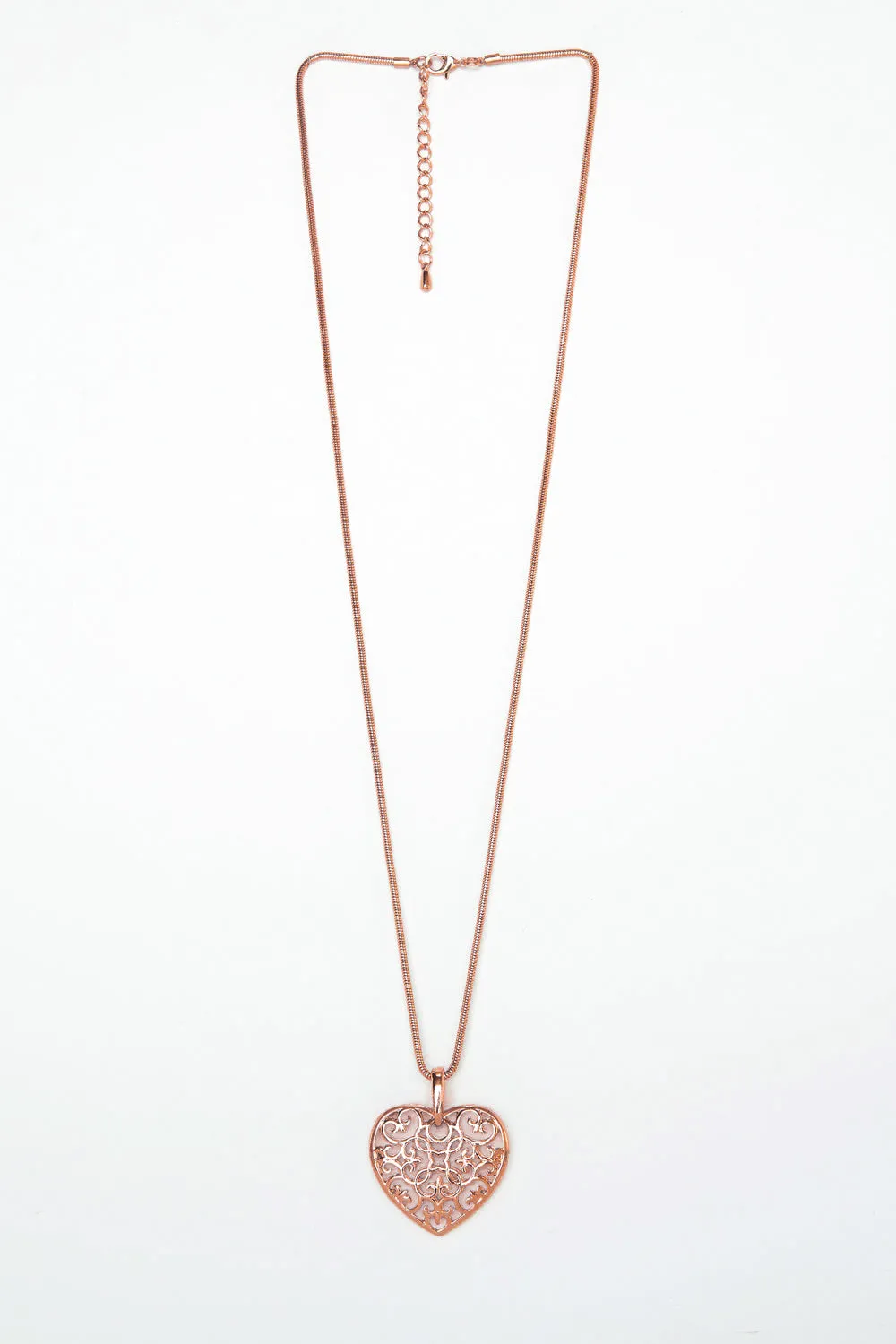 Filigree Heart Necklace - Rose Gold