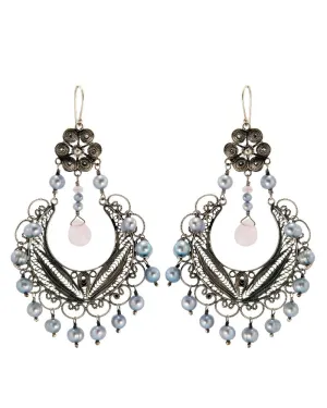 Frida chandelier earrings - ice blue pearl