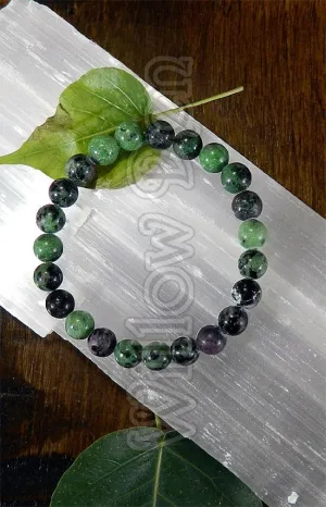 Gemstone Bead Bracelet - Ruby in Zoisite 8mm