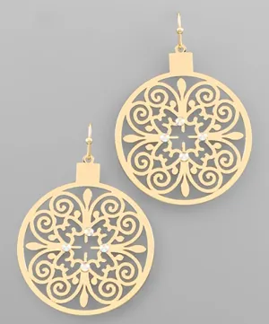 Gold Jeweled Filigree Earrings
