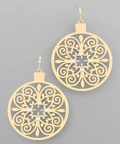 Gold Jeweled Filigree Earrings