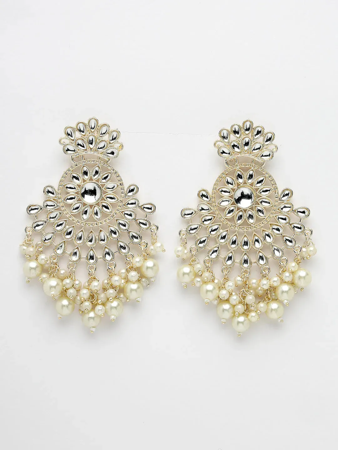 Gold-Plated Kundan Chandbali Earrings