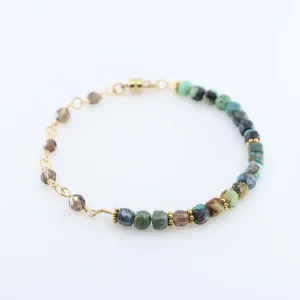 Green Turquoise and Smoky Quartz Bracelet