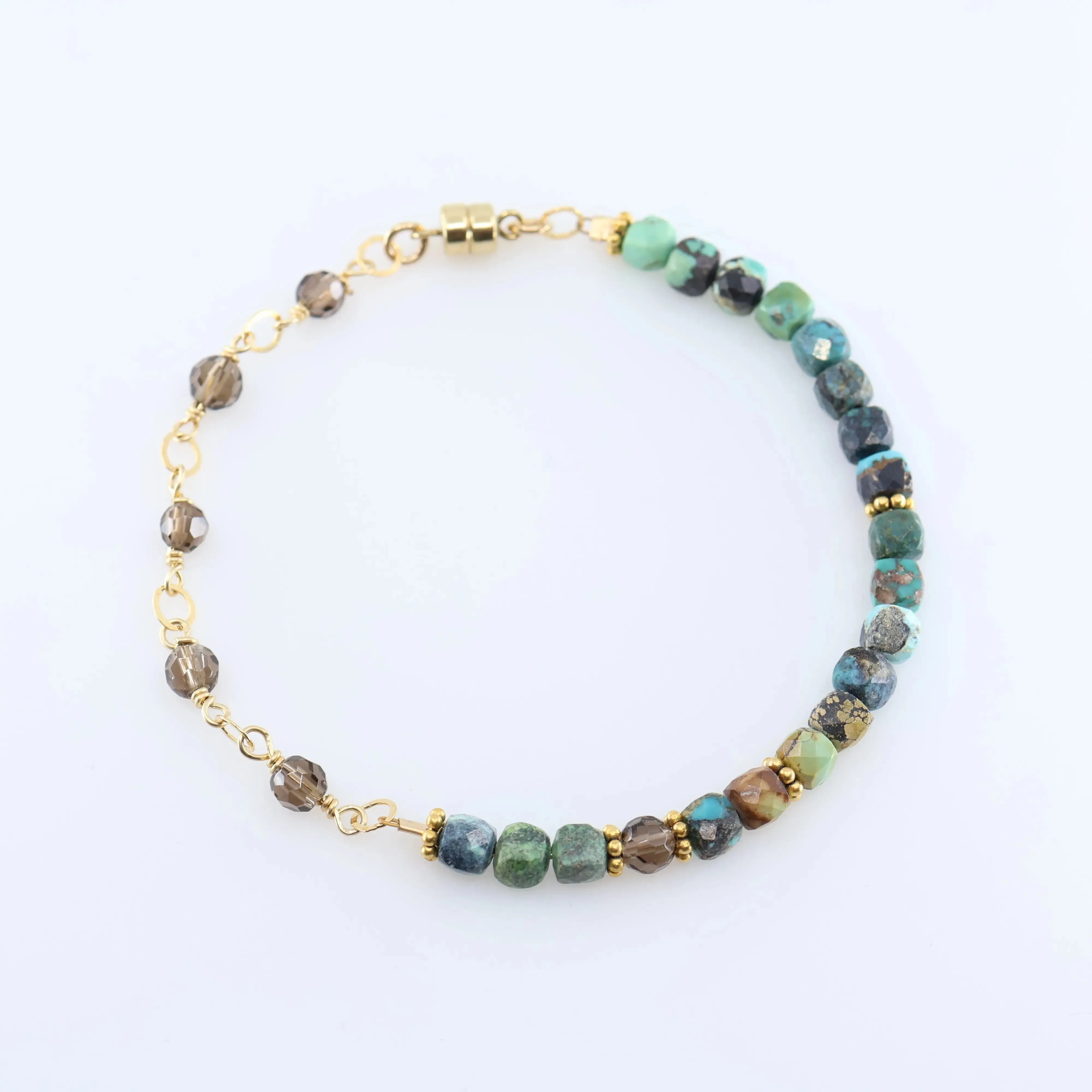 Green Turquoise and Smoky Quartz Bracelet