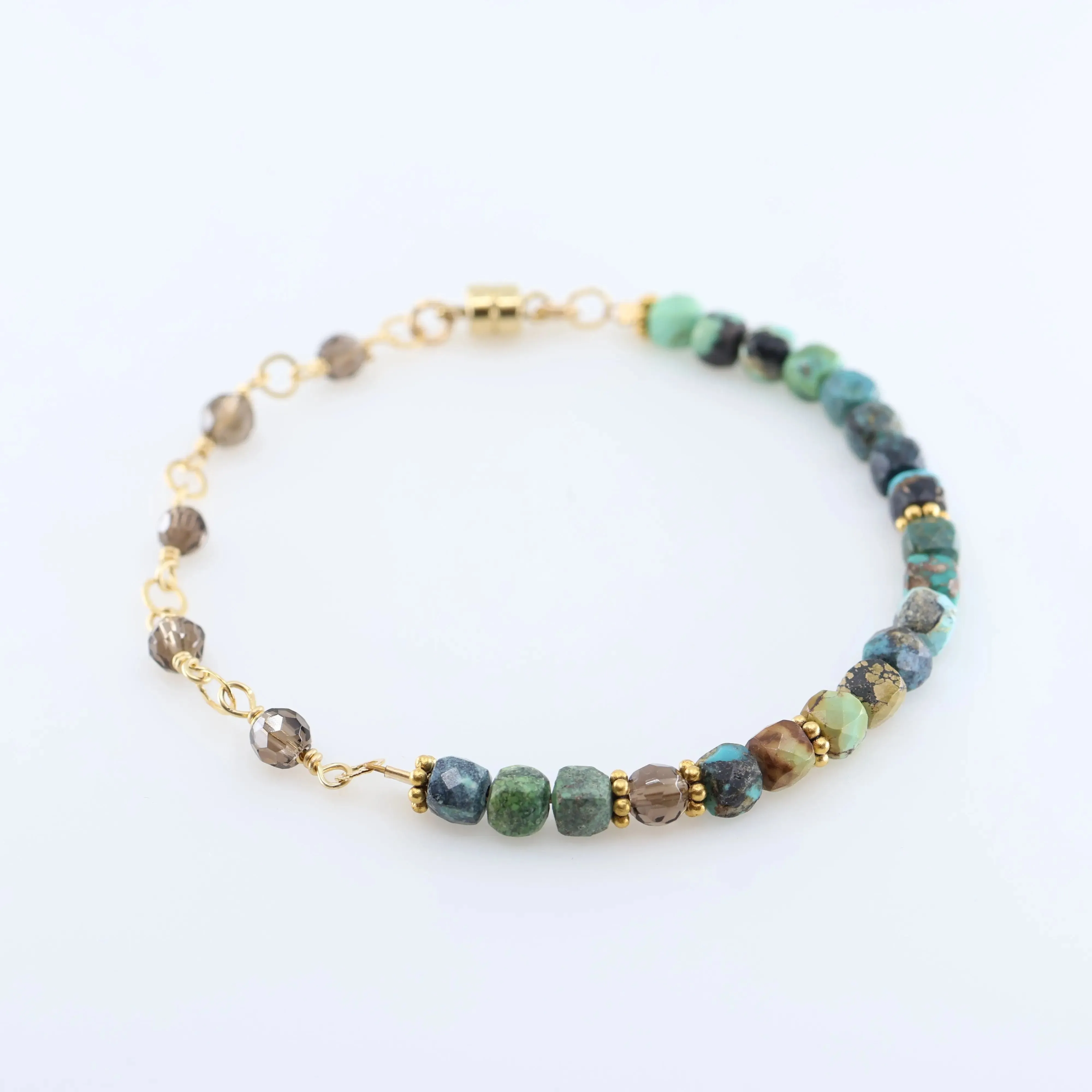 Green Turquoise and Smoky Quartz Bracelet