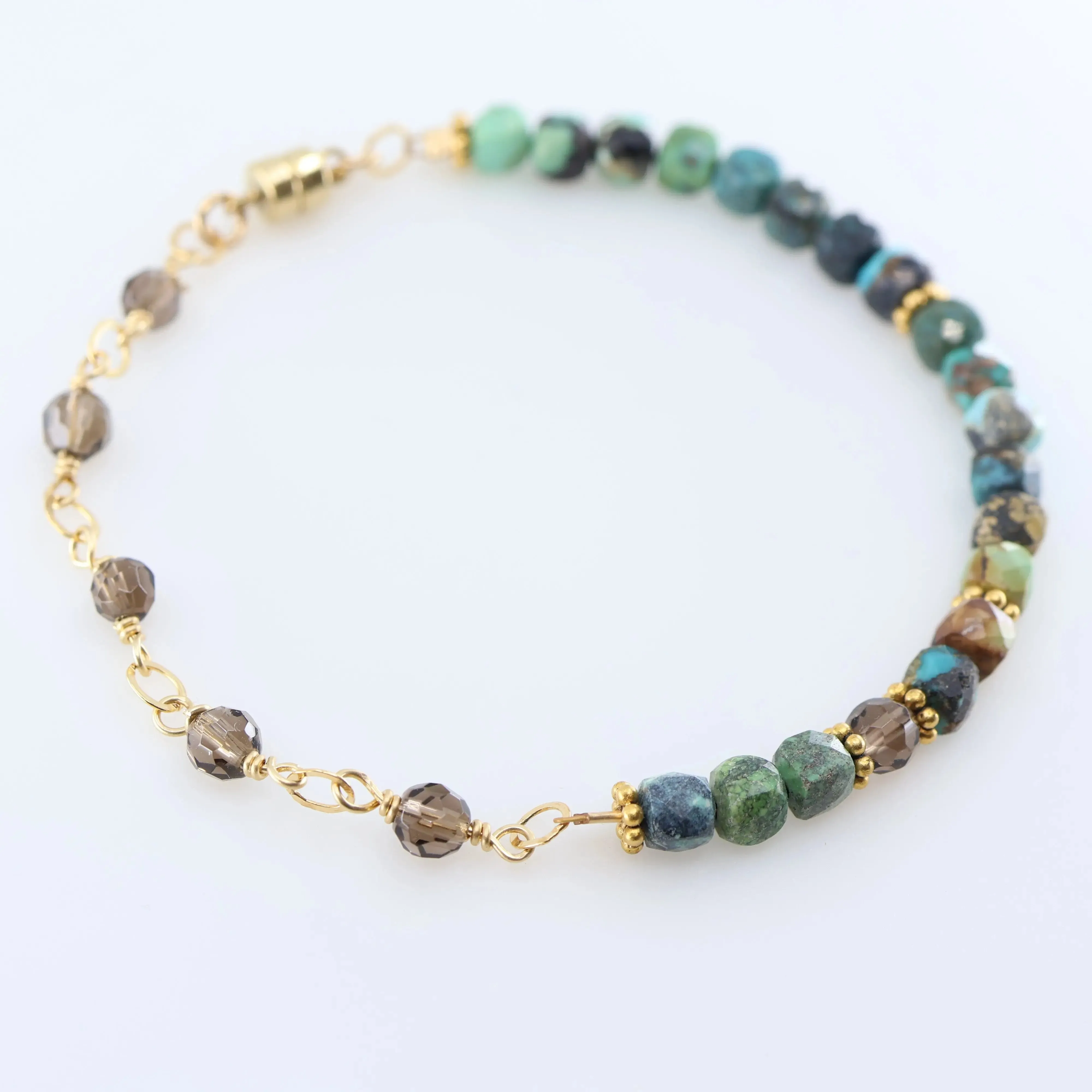 Green Turquoise and Smoky Quartz Bracelet