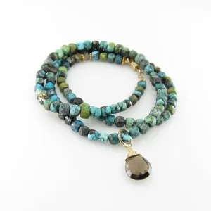 Green Turquoise Wrap Bracelet or Necklace