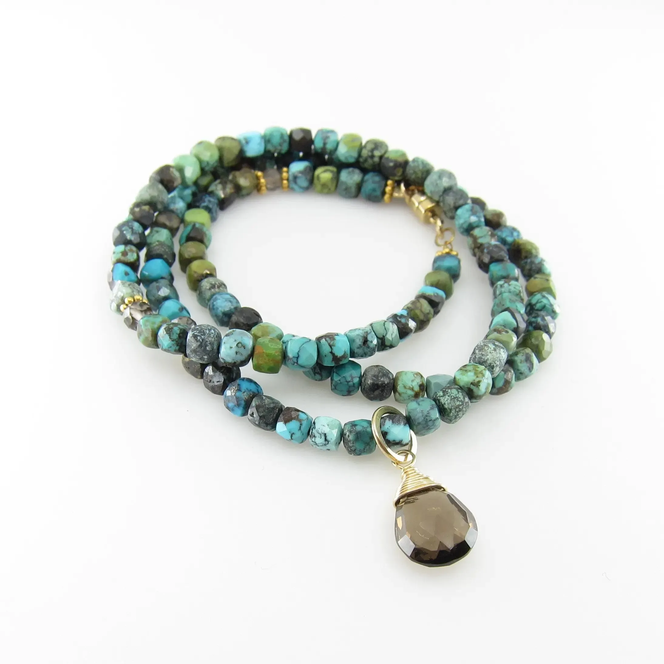 Green Turquoise Wrap Bracelet or Necklace